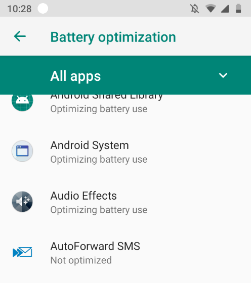 Battery optimization overview page