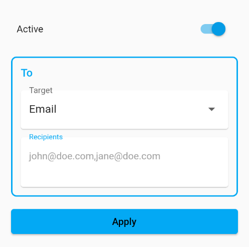 Forward All configuration dialog for email forwarding.