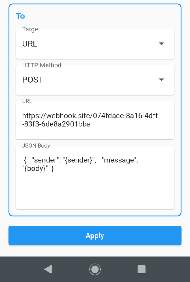 How to forward text messages to an URL/API endpoint? AutoForward SMS
