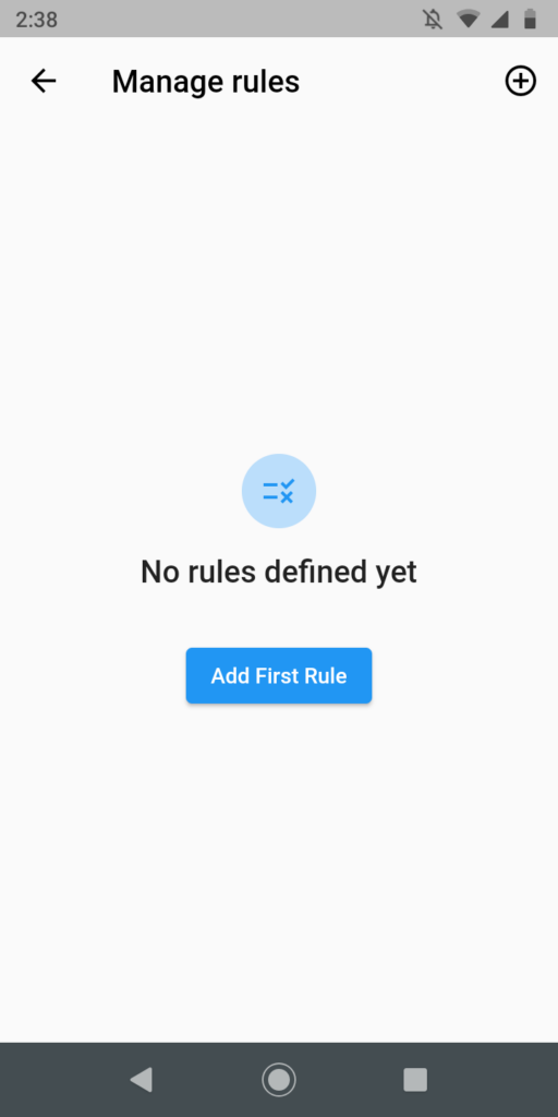 Empty rule overview dialog.