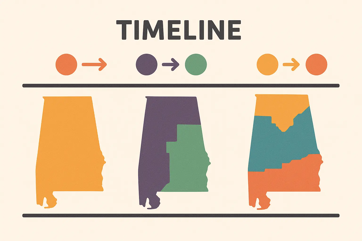 Alabama area code map showing 251 region