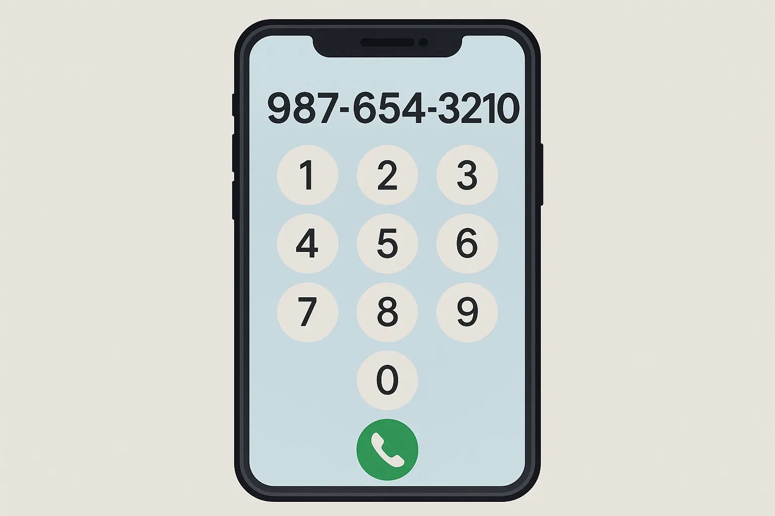 Phone keypad showing 10-digit dialing format for 213 area code