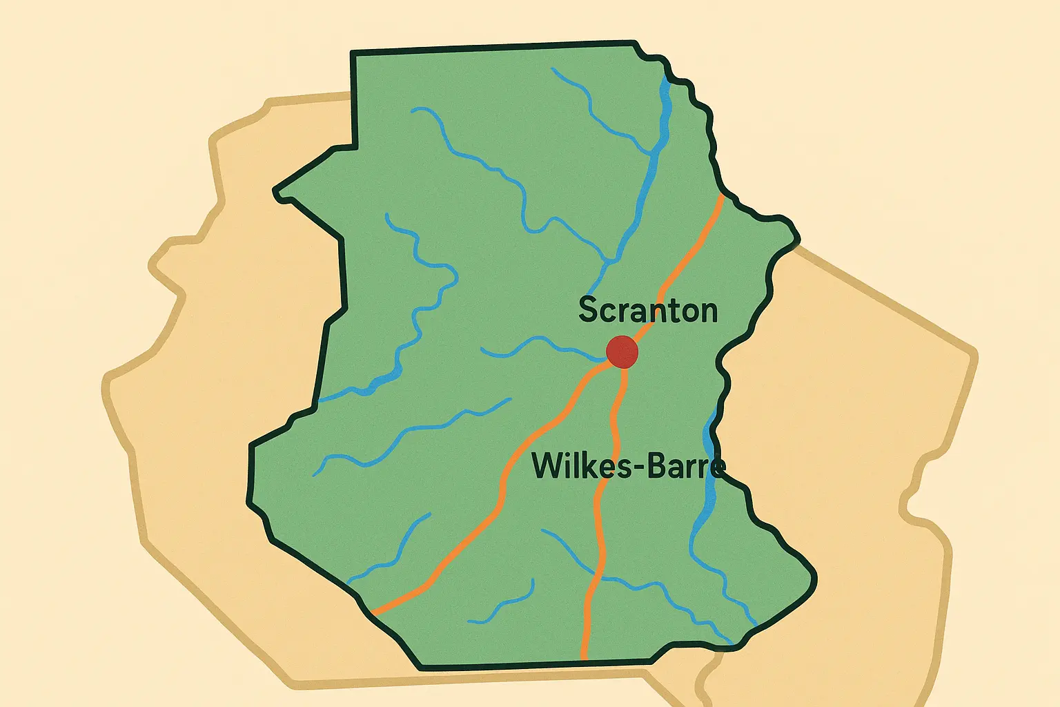 570 area code Pennsylvania map