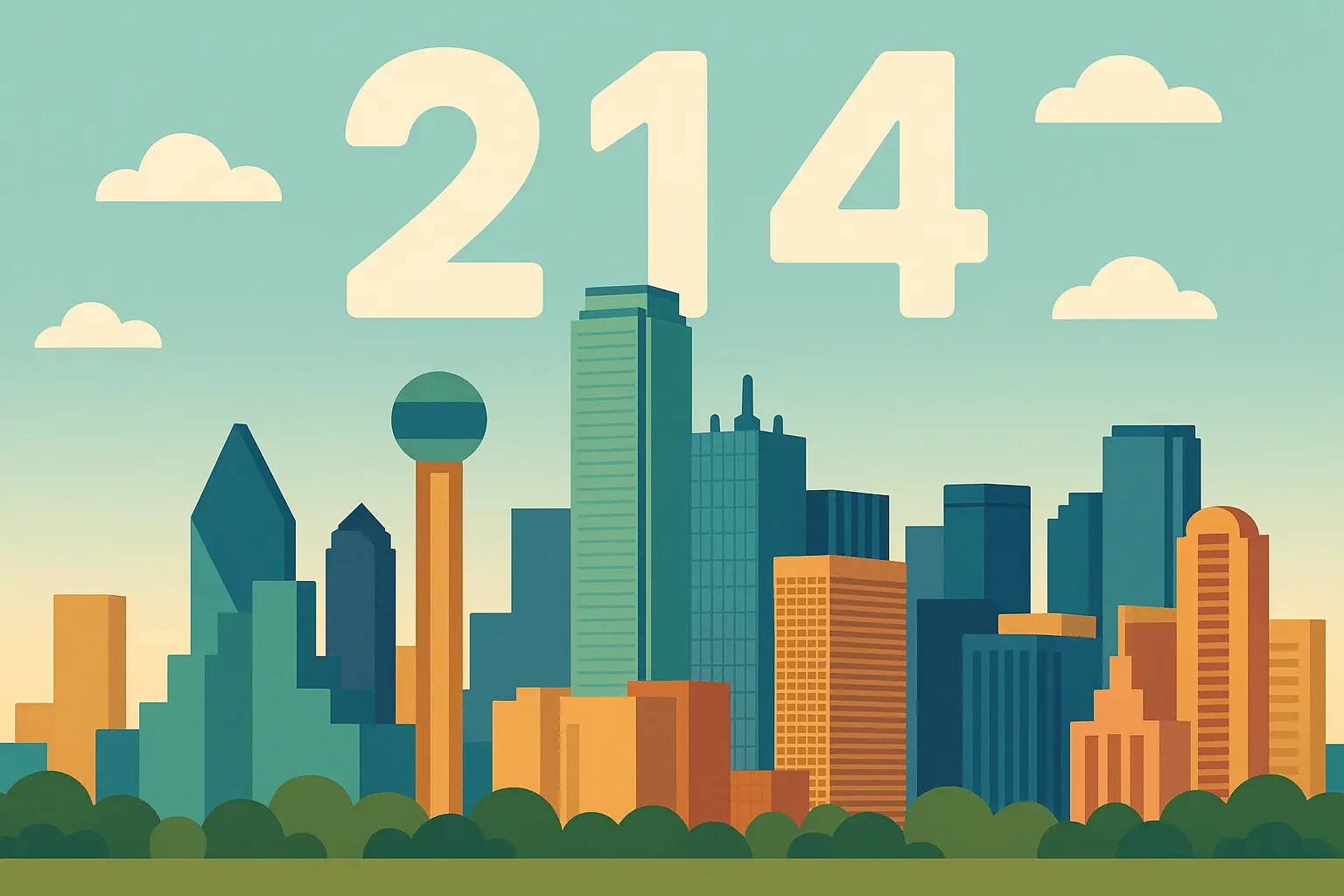 Dallas skyline representing the prestigious 214 area code