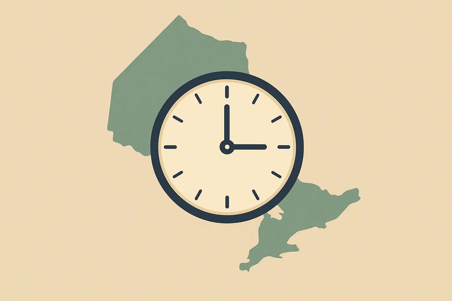Eastern Time Zone map showing 705 area code region