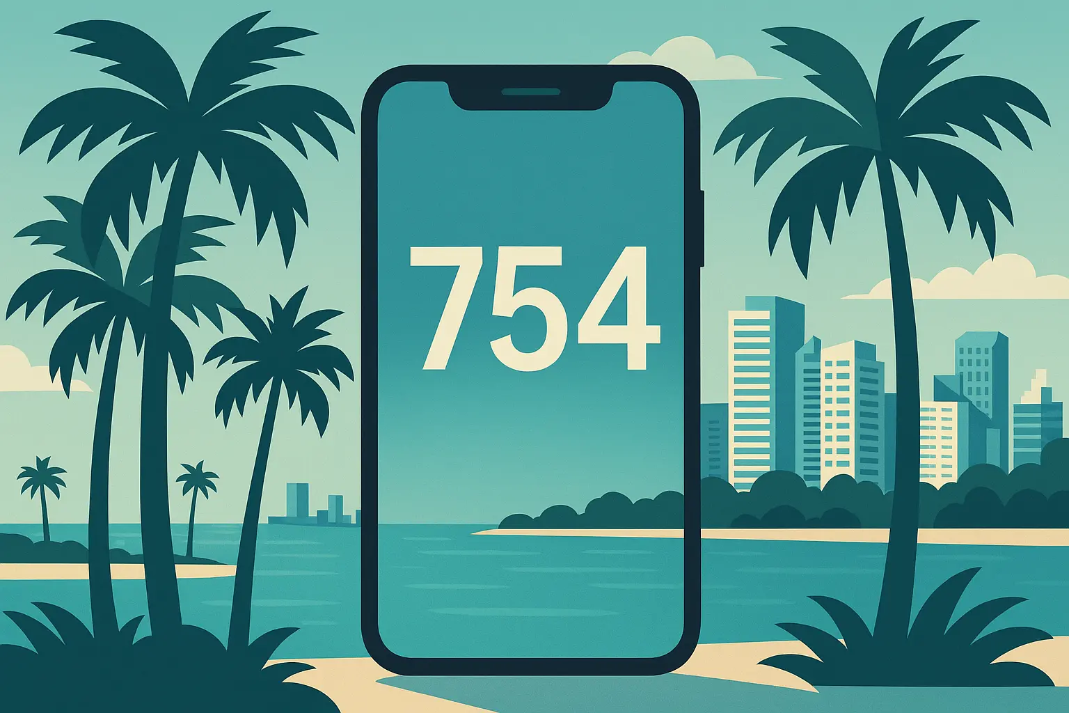 754 area code map of South Florida