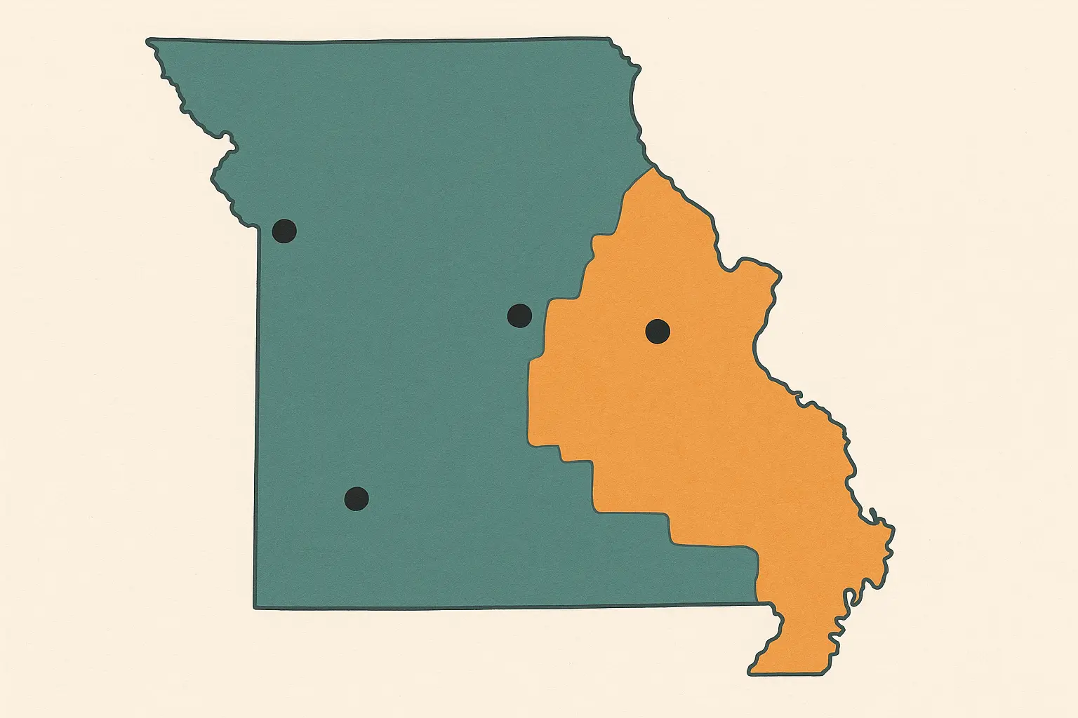 573 area code Missouri map overview