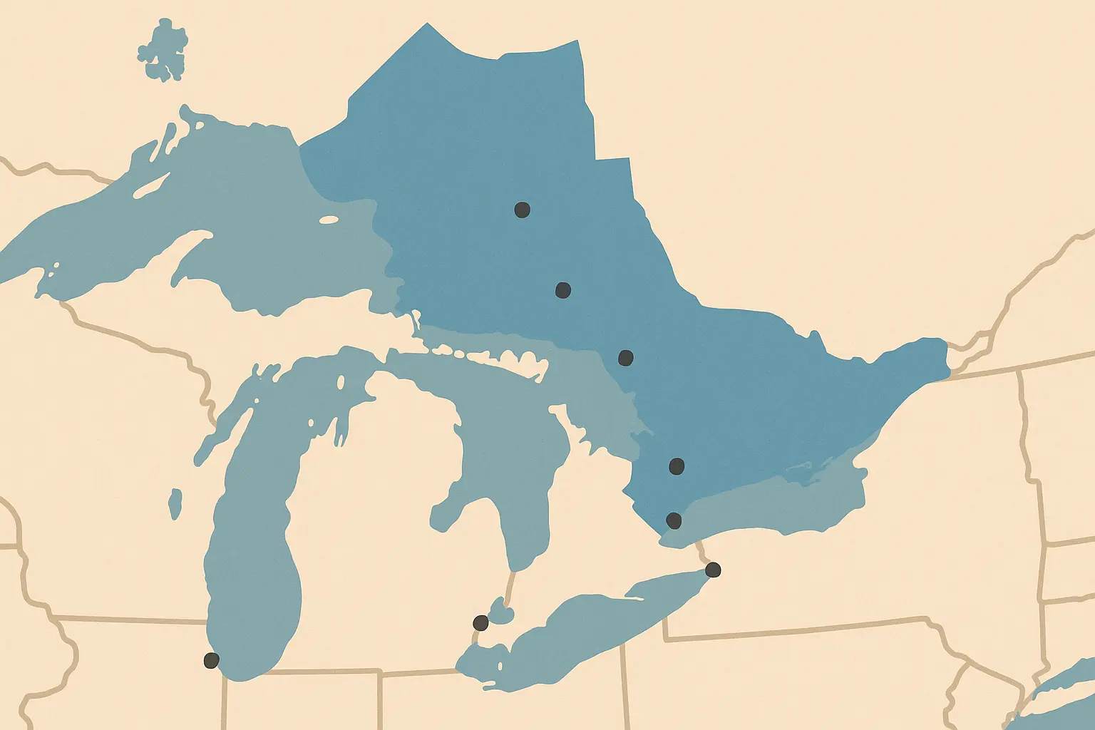 705 area code territory map showing vast geographic coverage