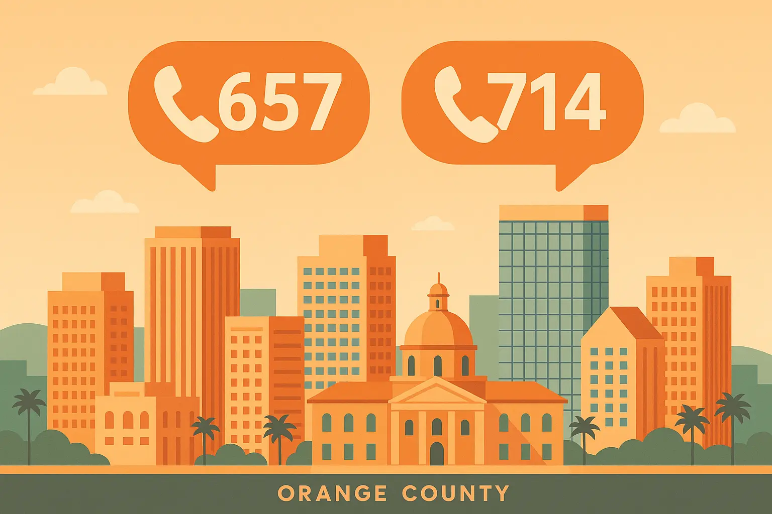 Orange County area code map showing 657 overlay system