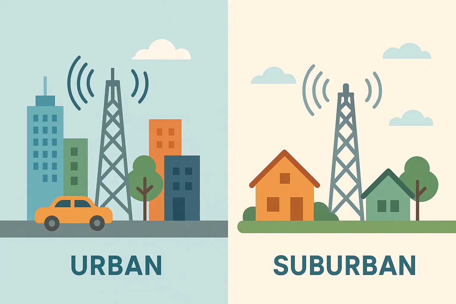 Urban vs suburban phone coverage in 973 area code
