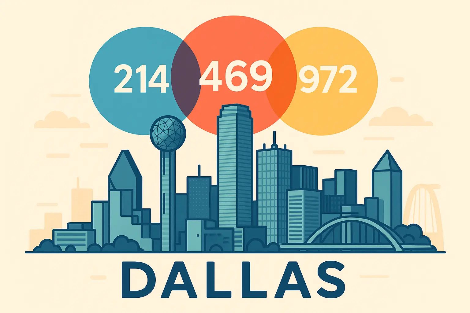 Dallas area code map showing 469 coverage