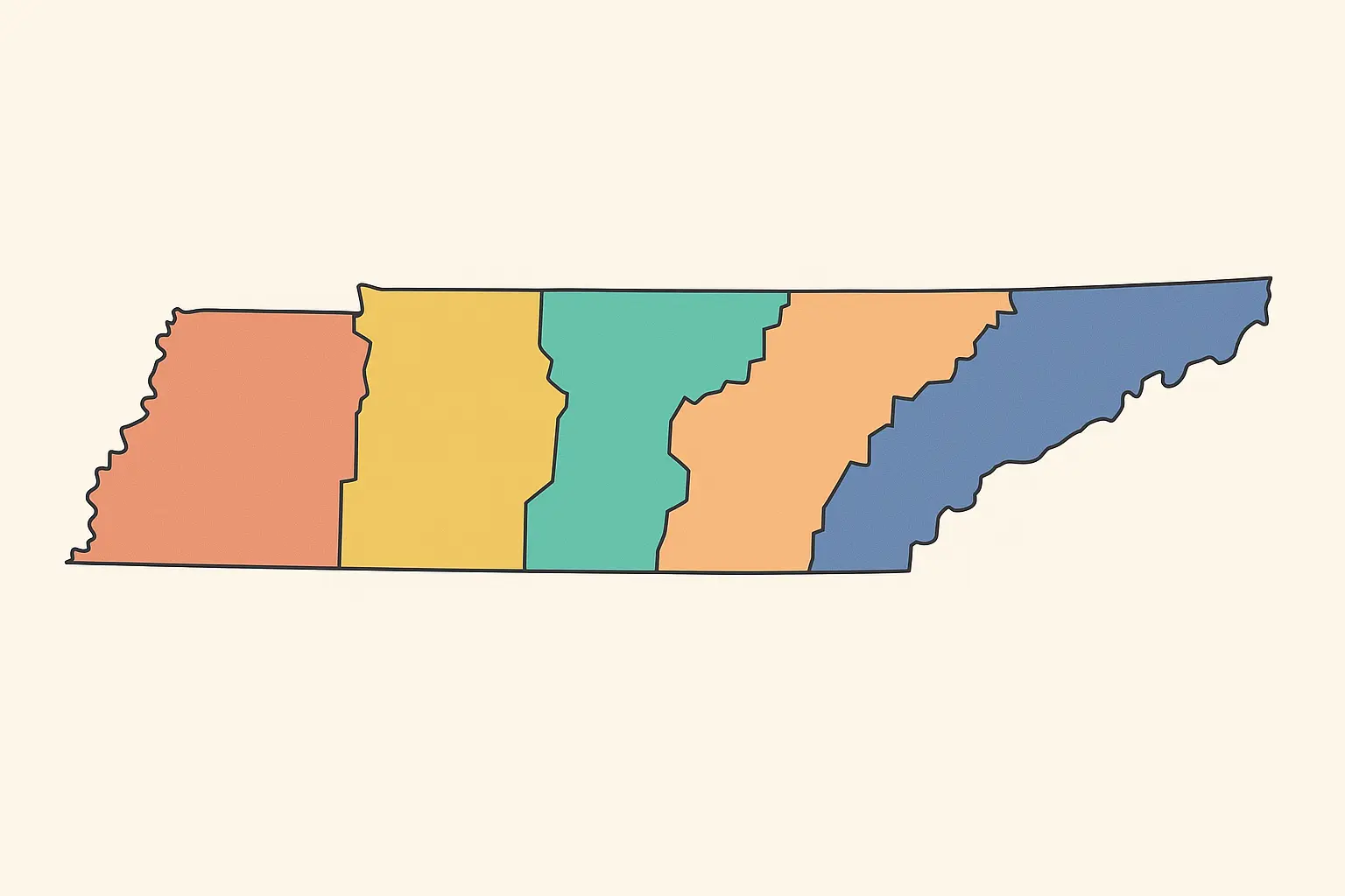 Tennessee area code map showing 615, 629, and neighboring regions