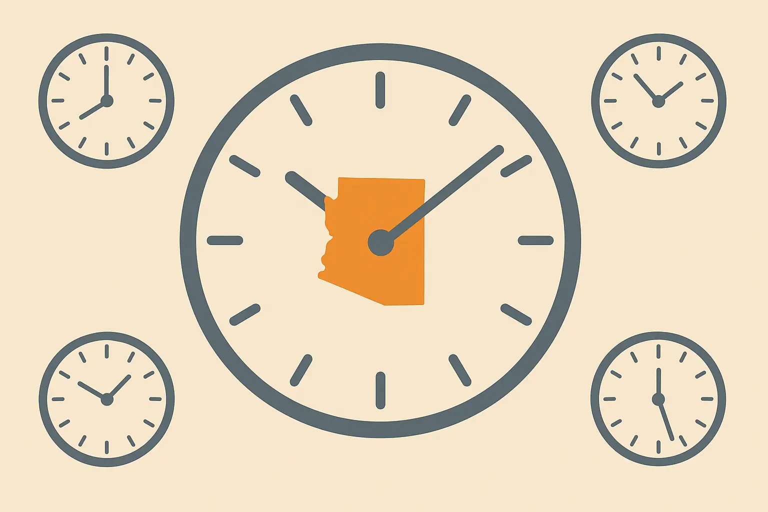 Arizona time zone map showing 520 area code time differences