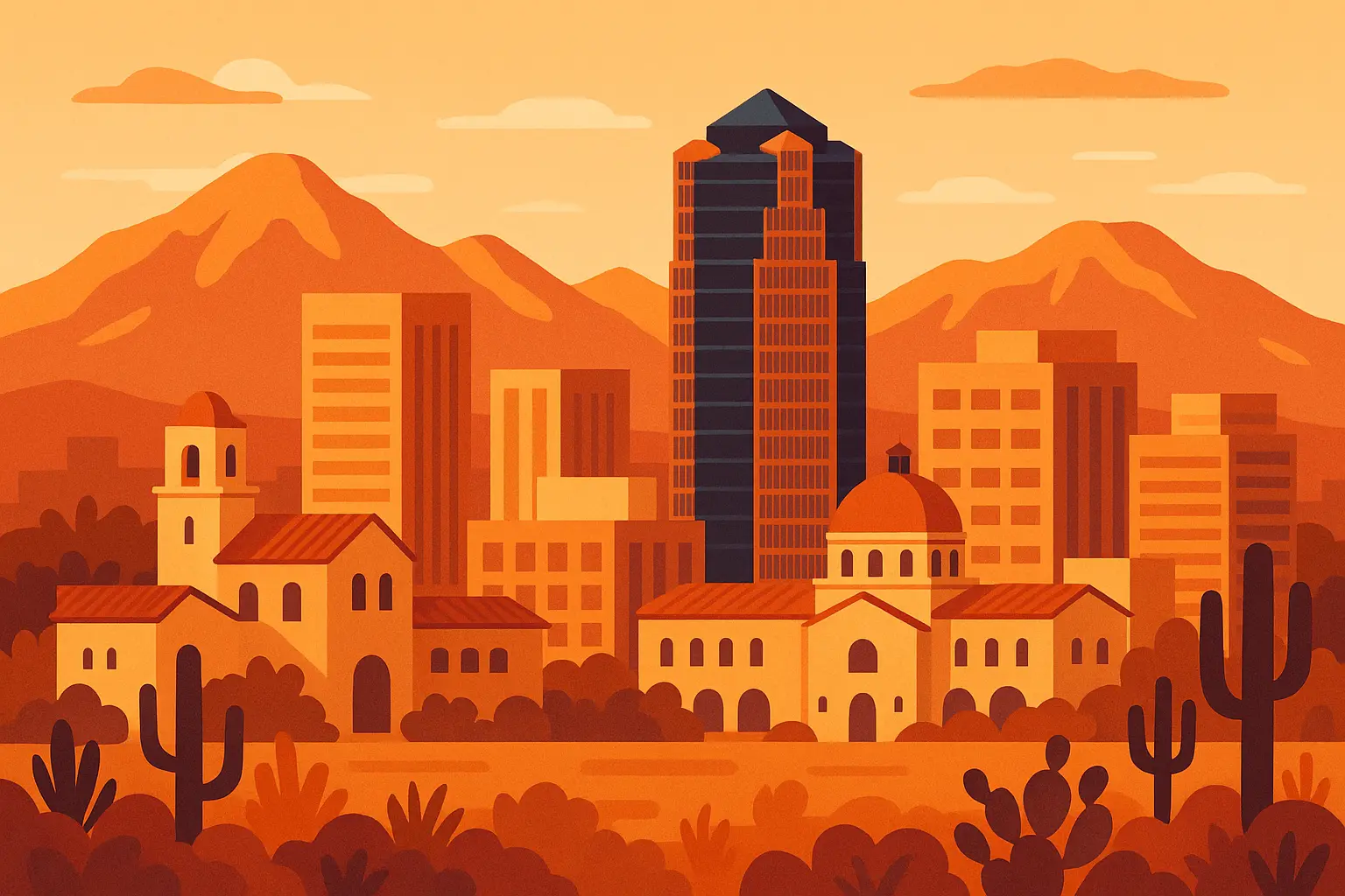 Tucson cityscape showing urban density in 520 area code