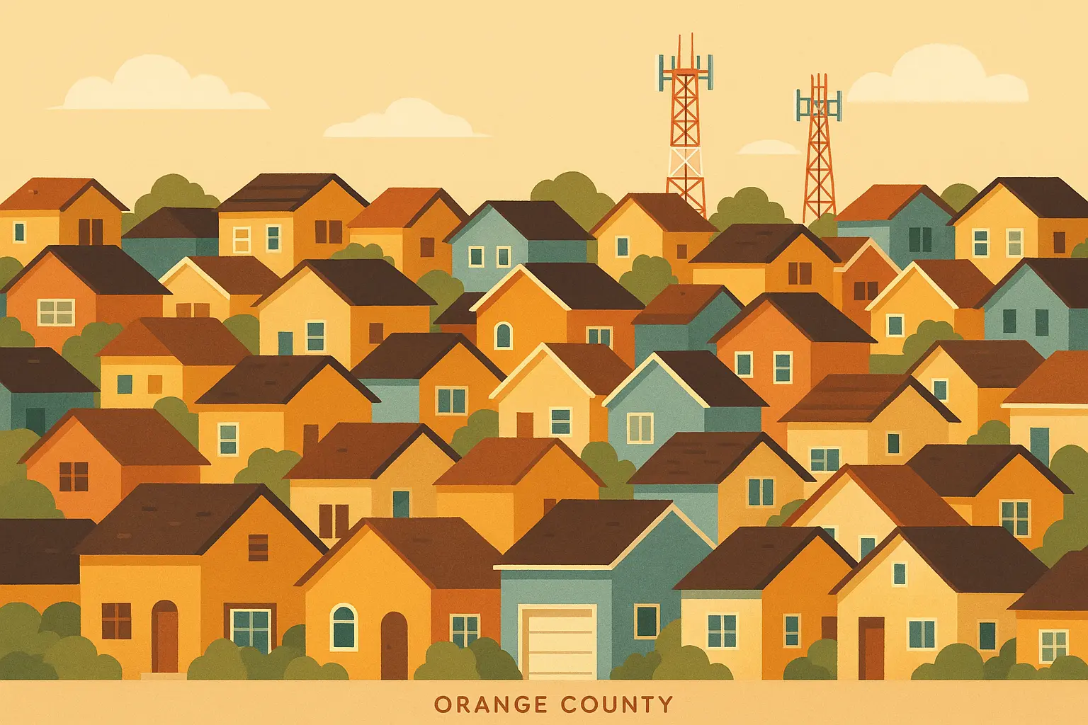 Orange County population density map showing telecommunications pressure