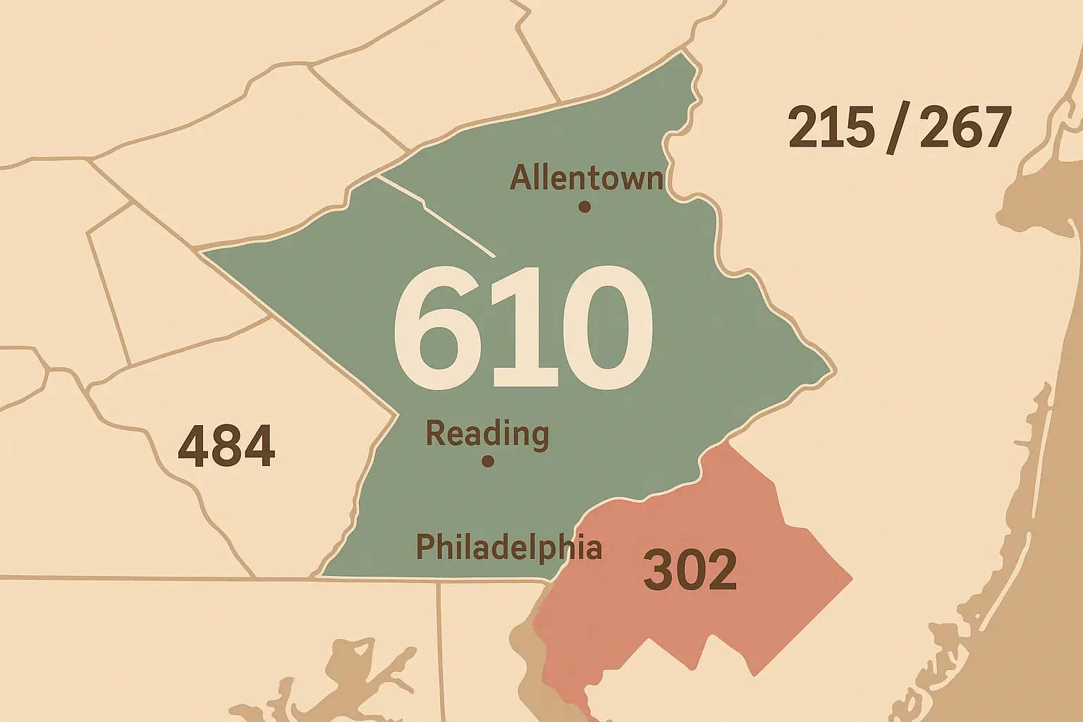 610 Area Code Pennsylvania Map