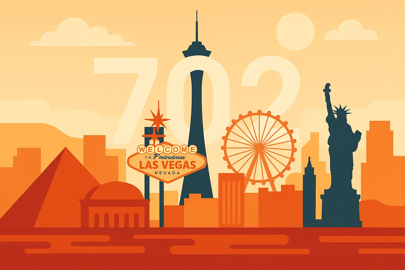 Las Vegas skyline with 702 area code overlay