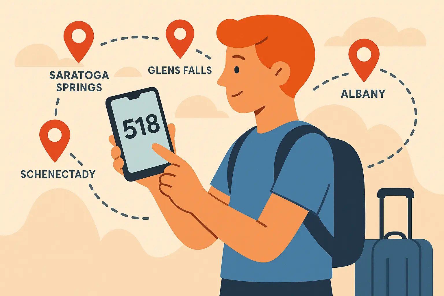 Mobile phone with 518 area code display