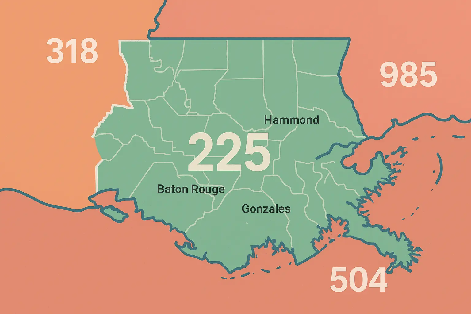 225 Area Code Geographic Coverage Map