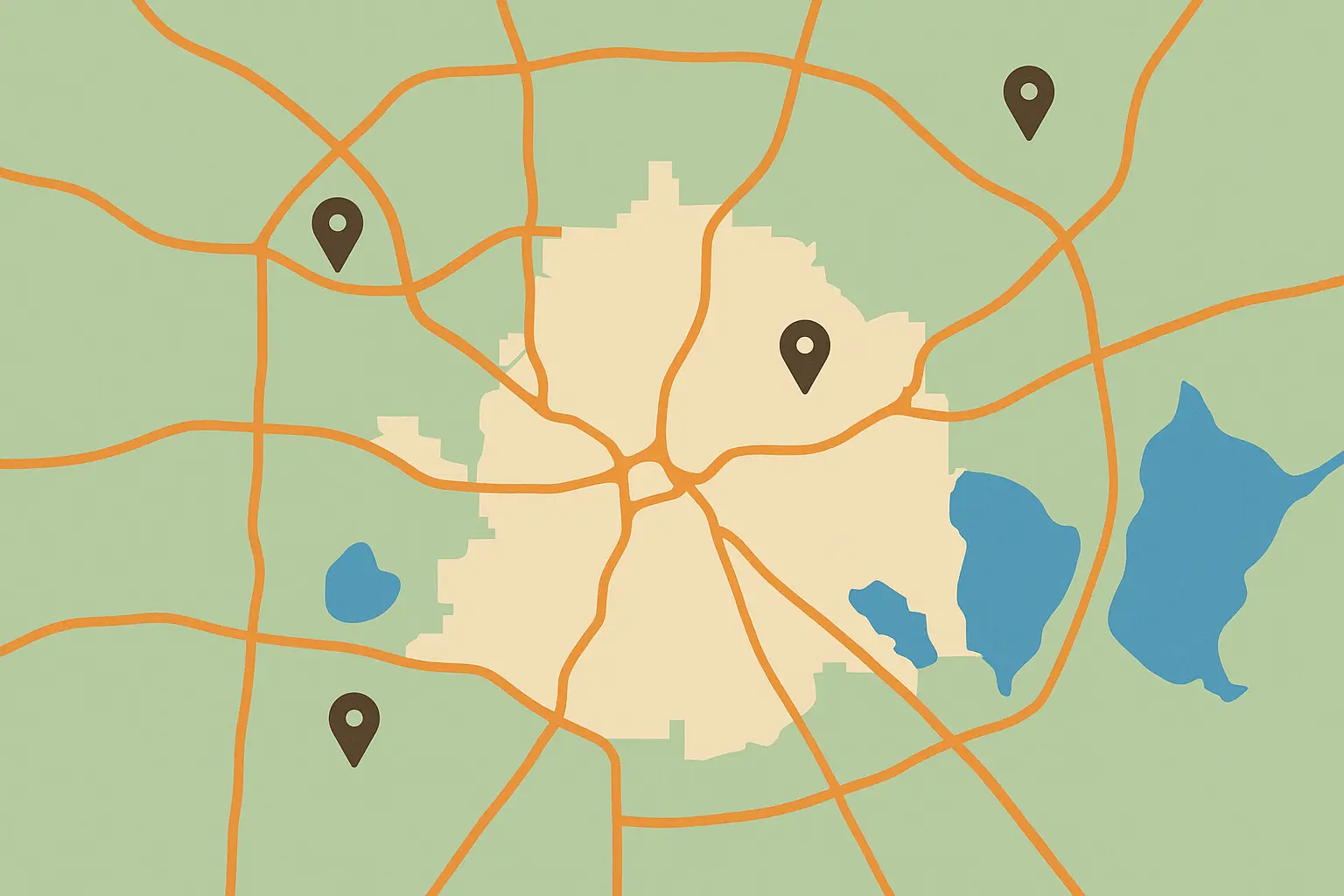 Geographic boundaries of 214 area code in Dallas