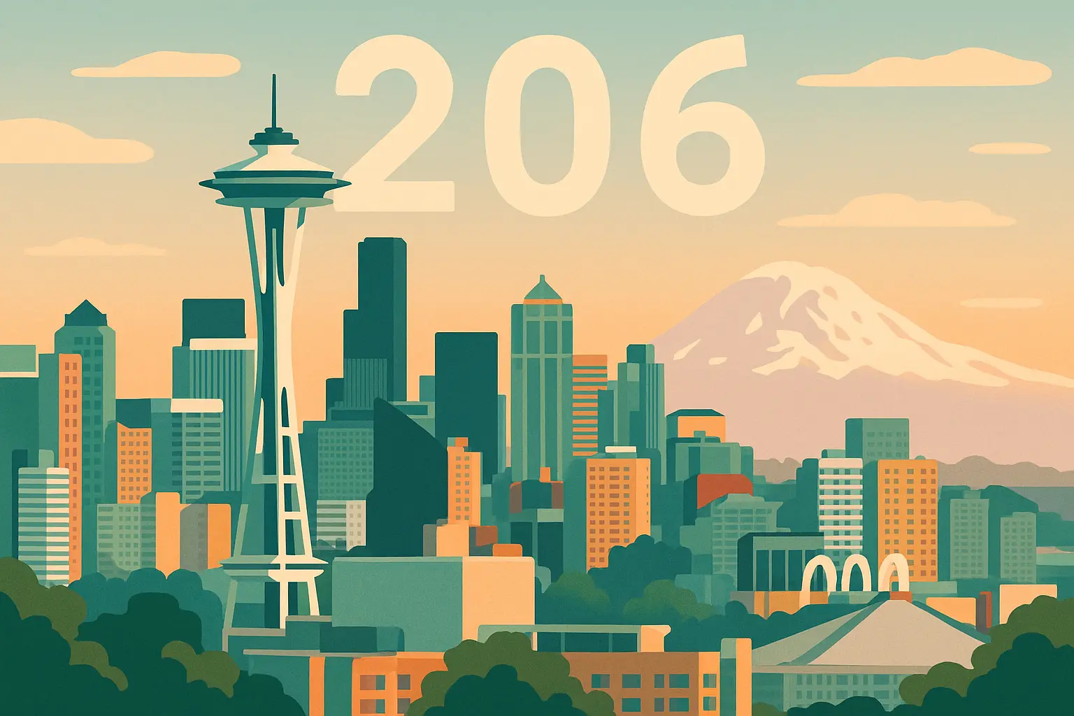 Seattle 206 area code skyline