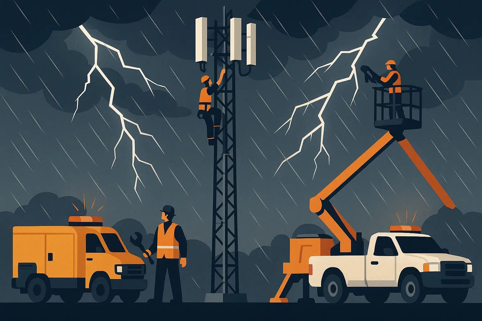 Storm damage affecting island communication infrastructure