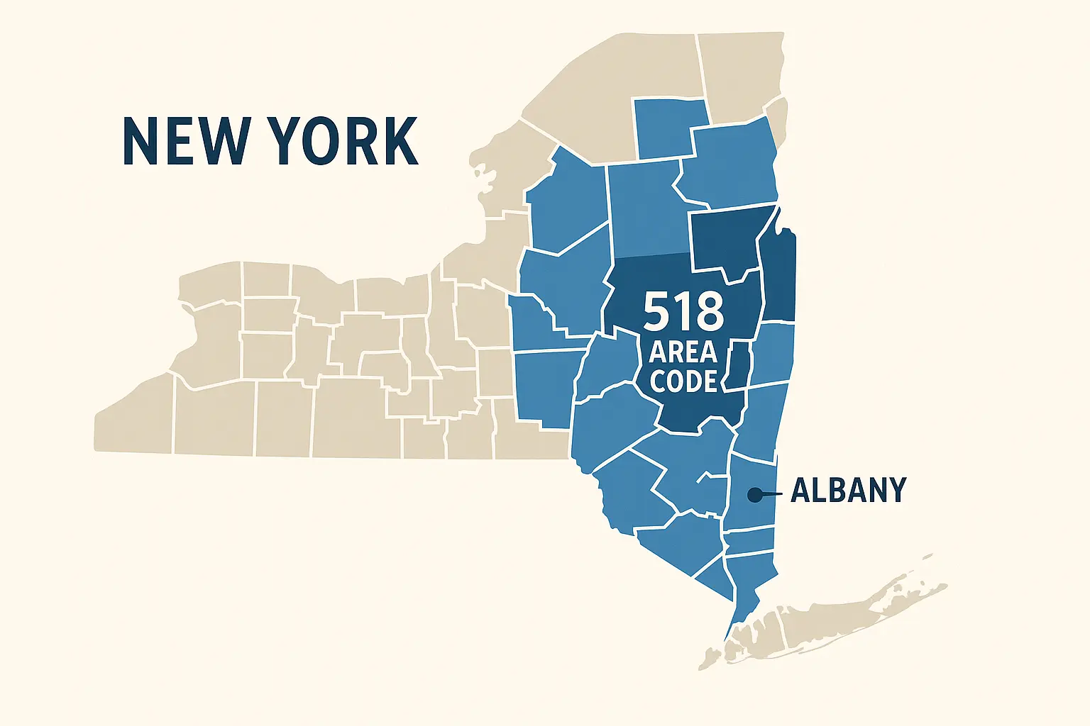 518 area code overview map