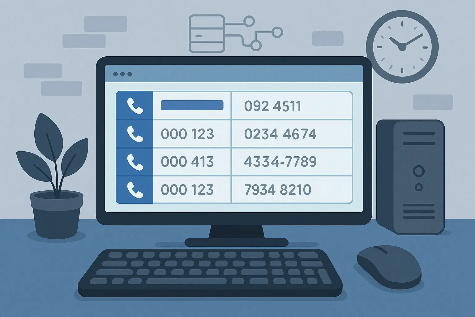 Database interface showing phone number management