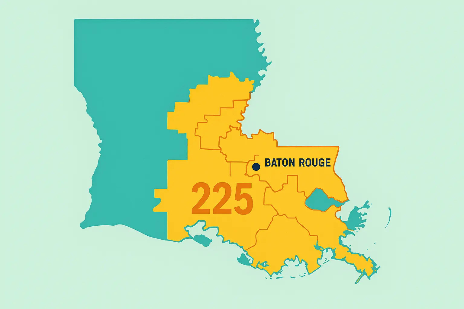225 Area Code Louisiana Map