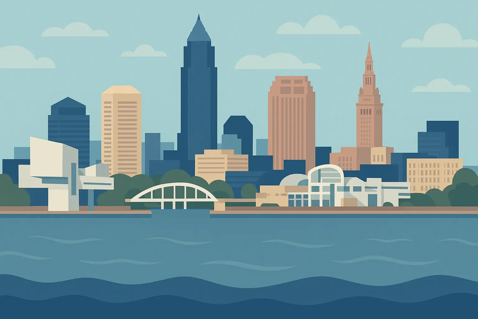 Cleveland skyline with 216 area code overlay