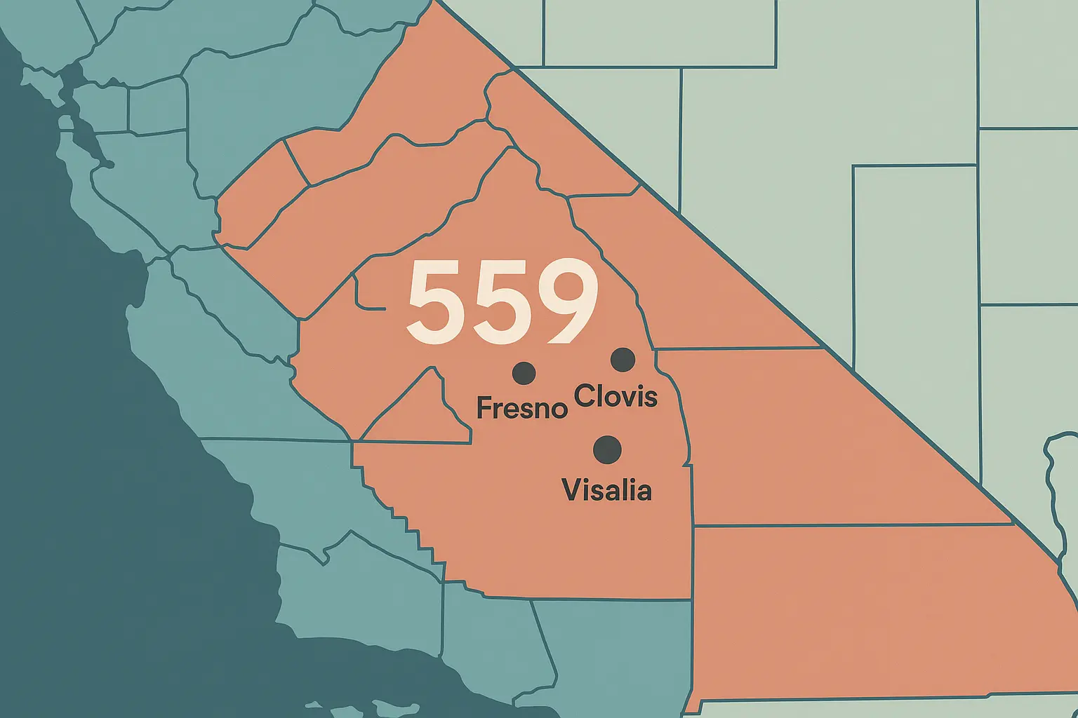 California Central Valley 559 Area Code Region