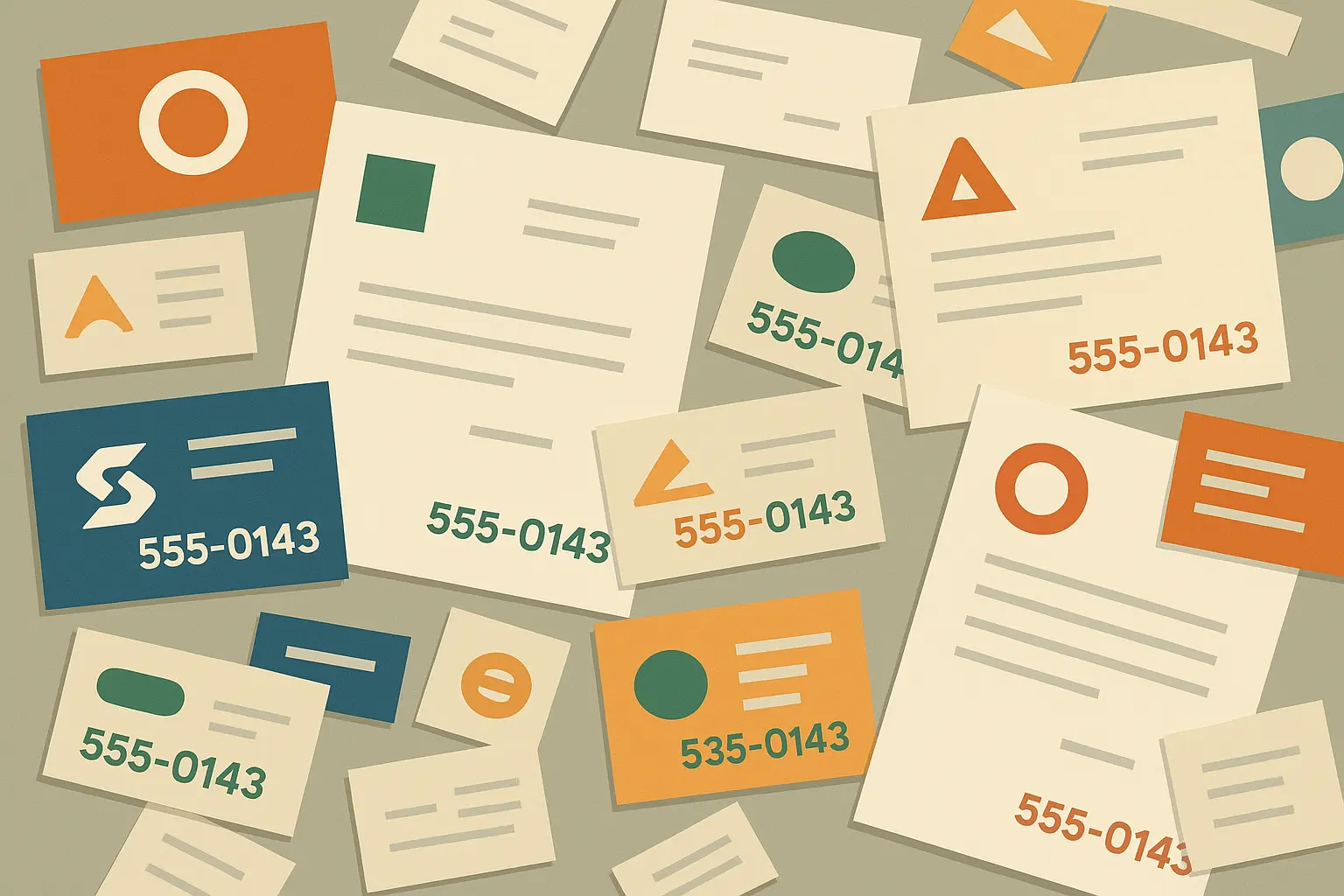 Business marketing materials with phone numbers