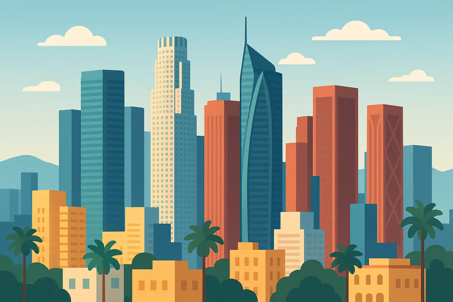 Los Angeles skyline showing downtown area covered by 213 area code
