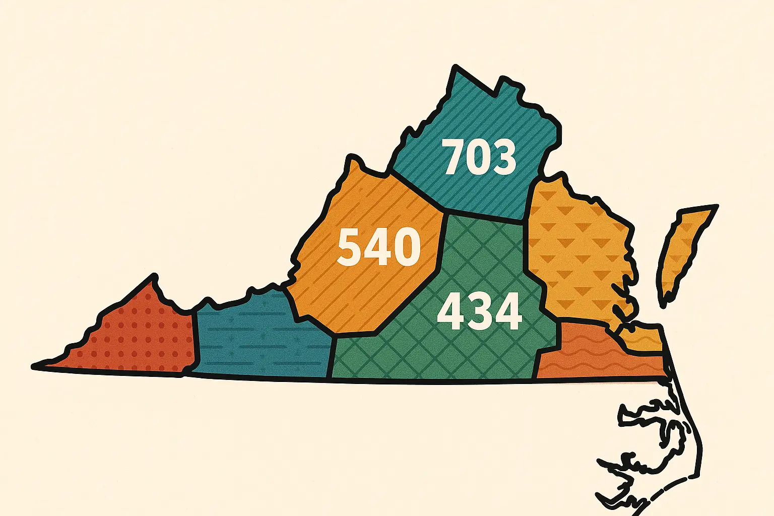 Virginia area code map showing 804 location