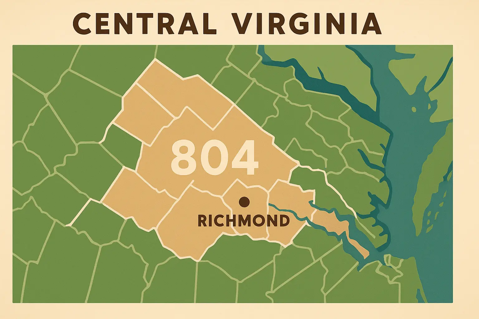 Virginia 804 area code coverage map