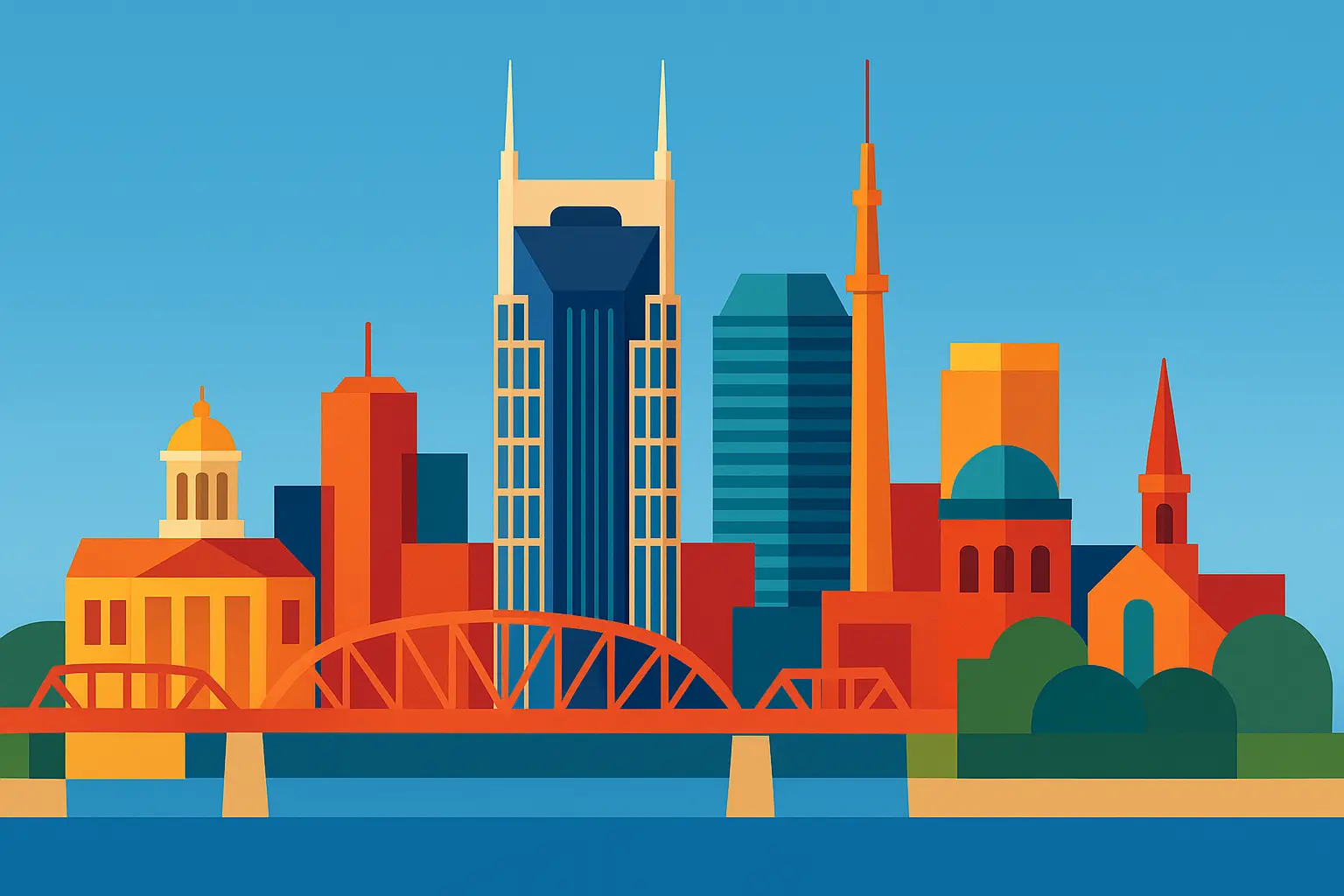 Nashville skyline showing downtown area covered by 615 area code
