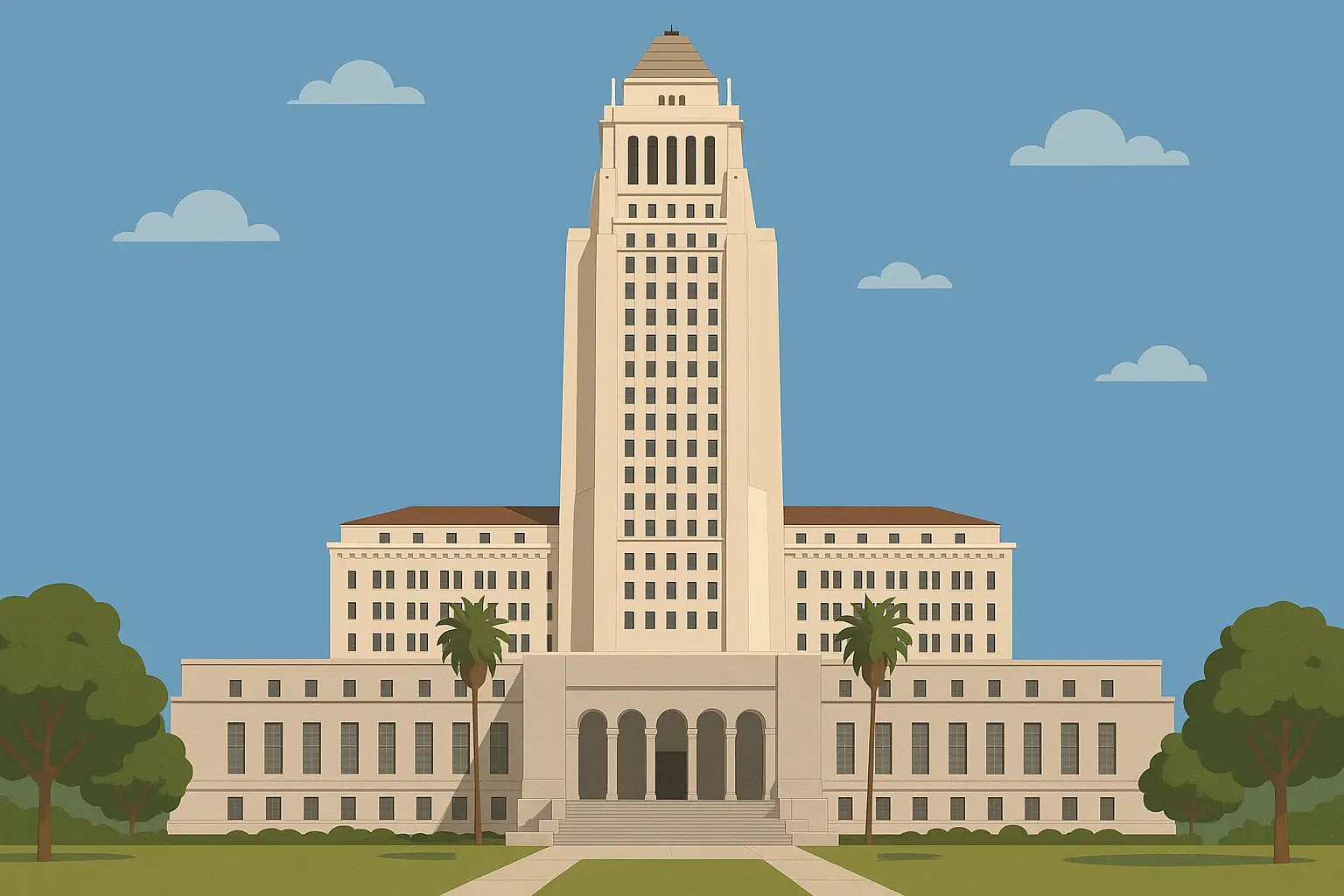 Los Angeles City Hall representing government use of 213 area code