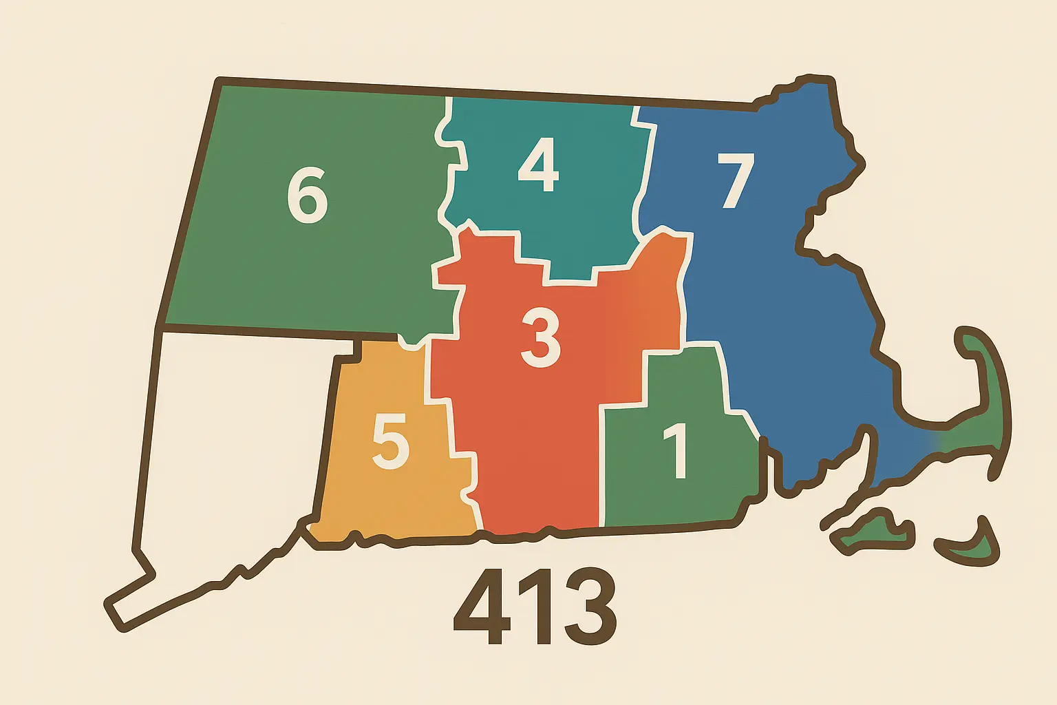 413 area code prefix distribution map
