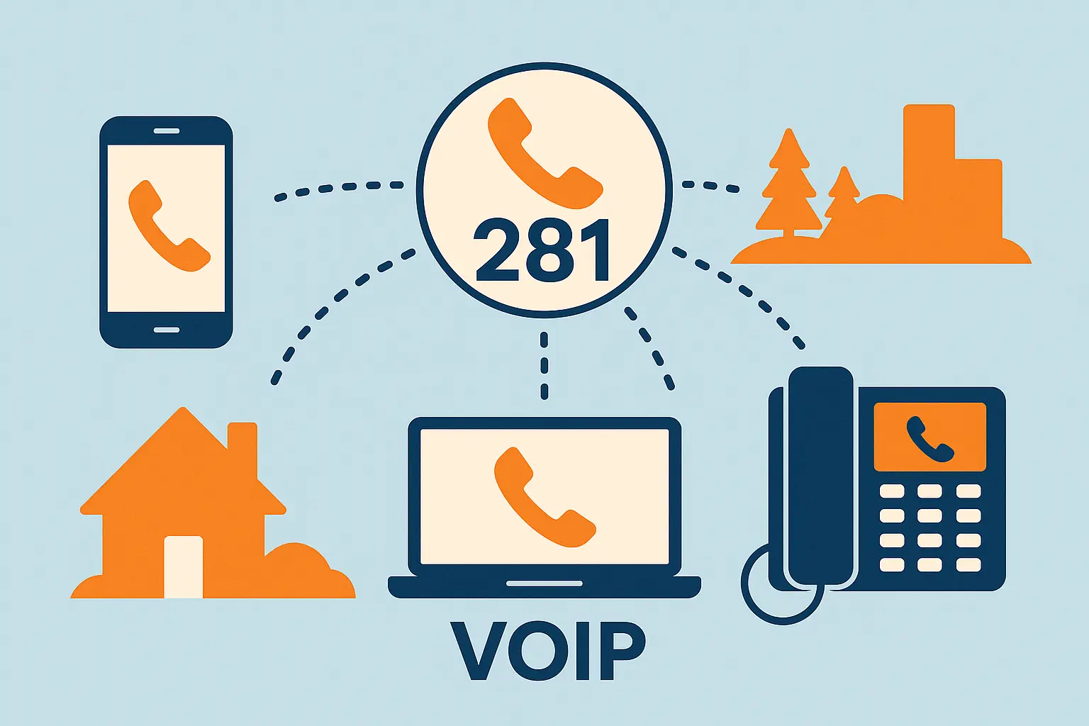 VoIP integration with 281 area code business systems