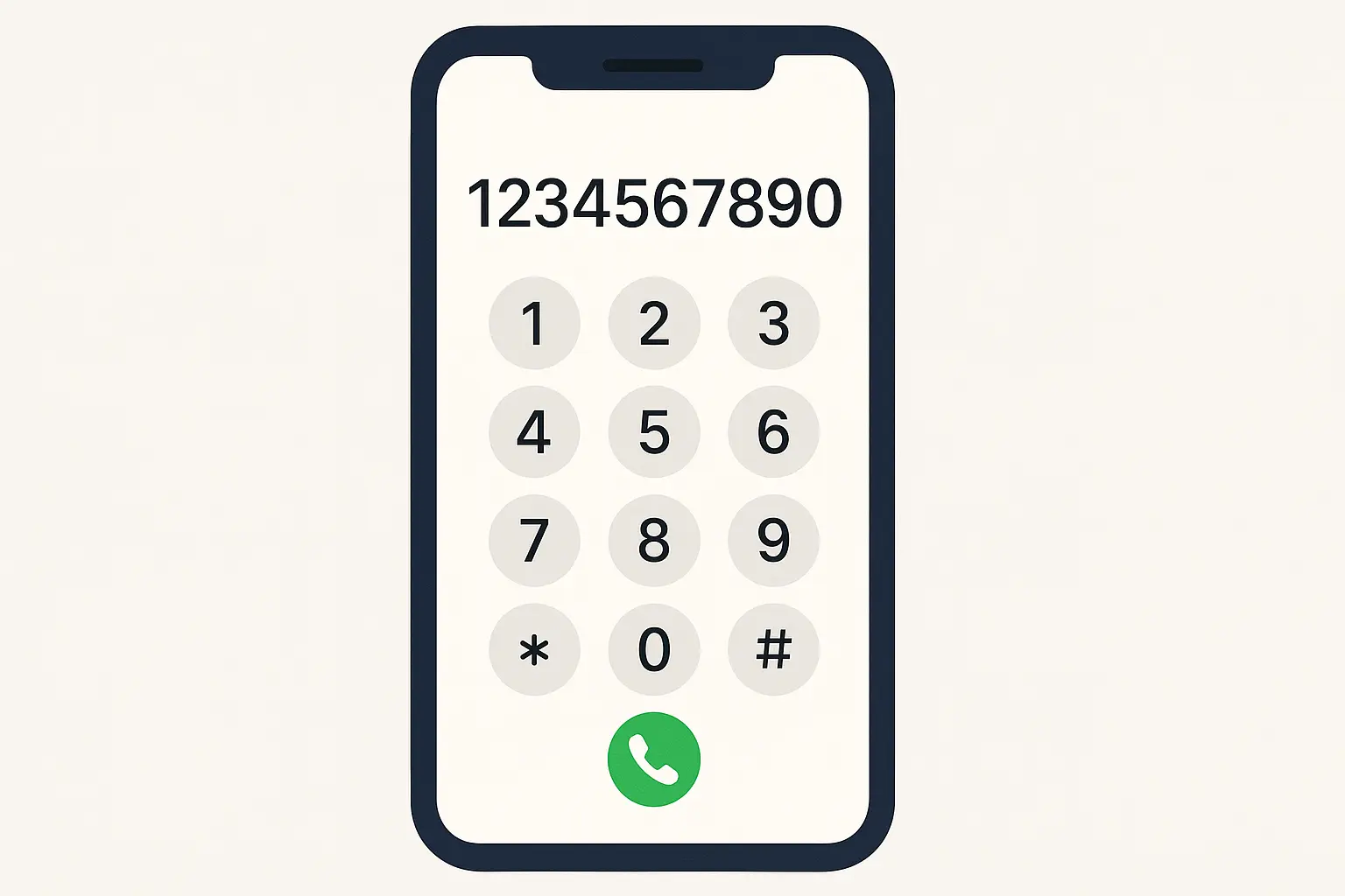 Phone dialing interface showing 10-digit requirement for local calls
