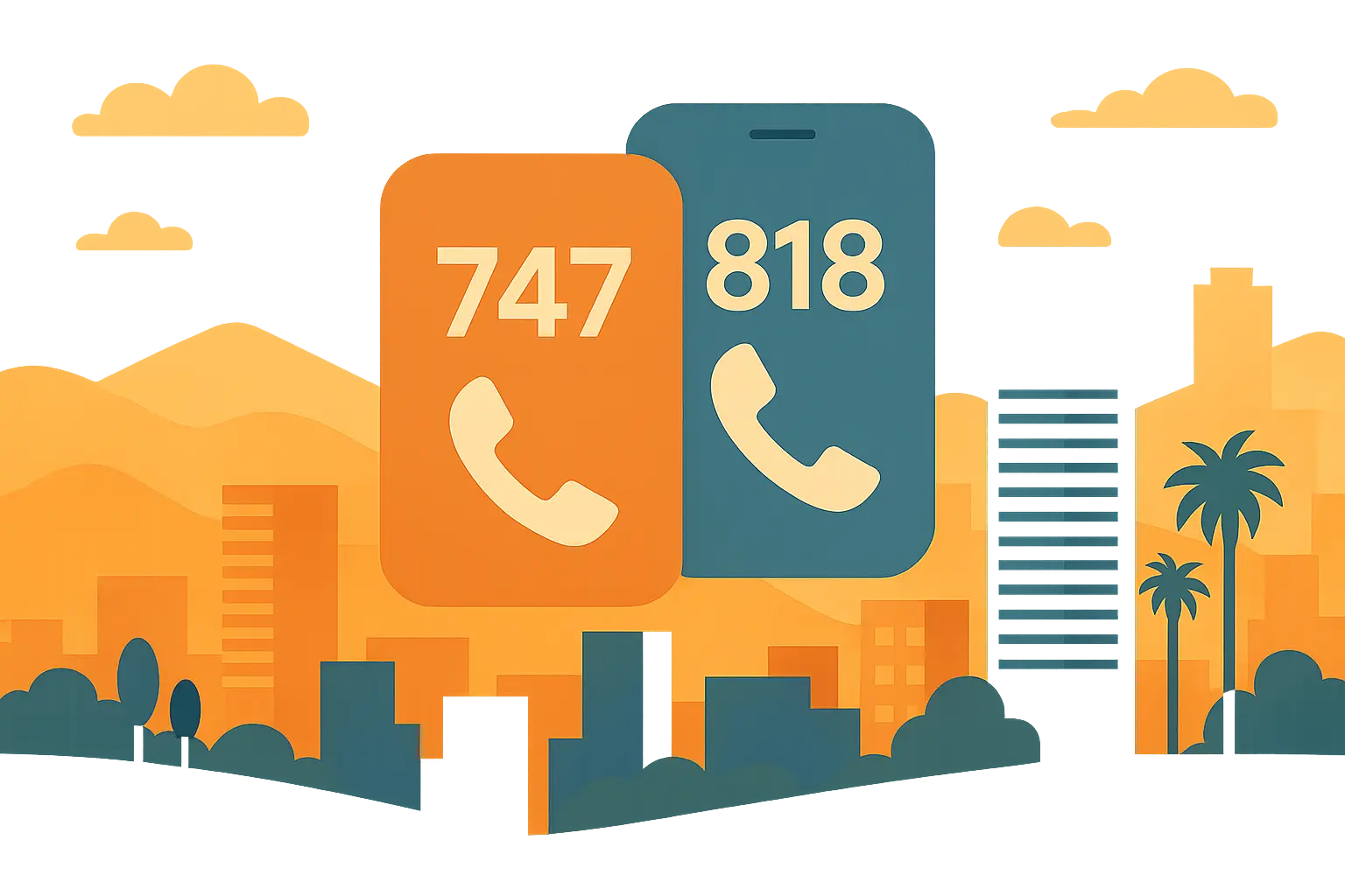 747 area code map showing San Fernando Valley coverage
