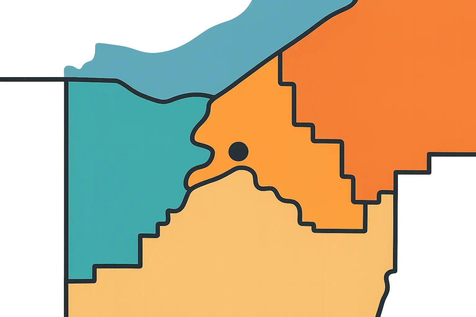 Area code boundary map showing 216 and surrounding codes
