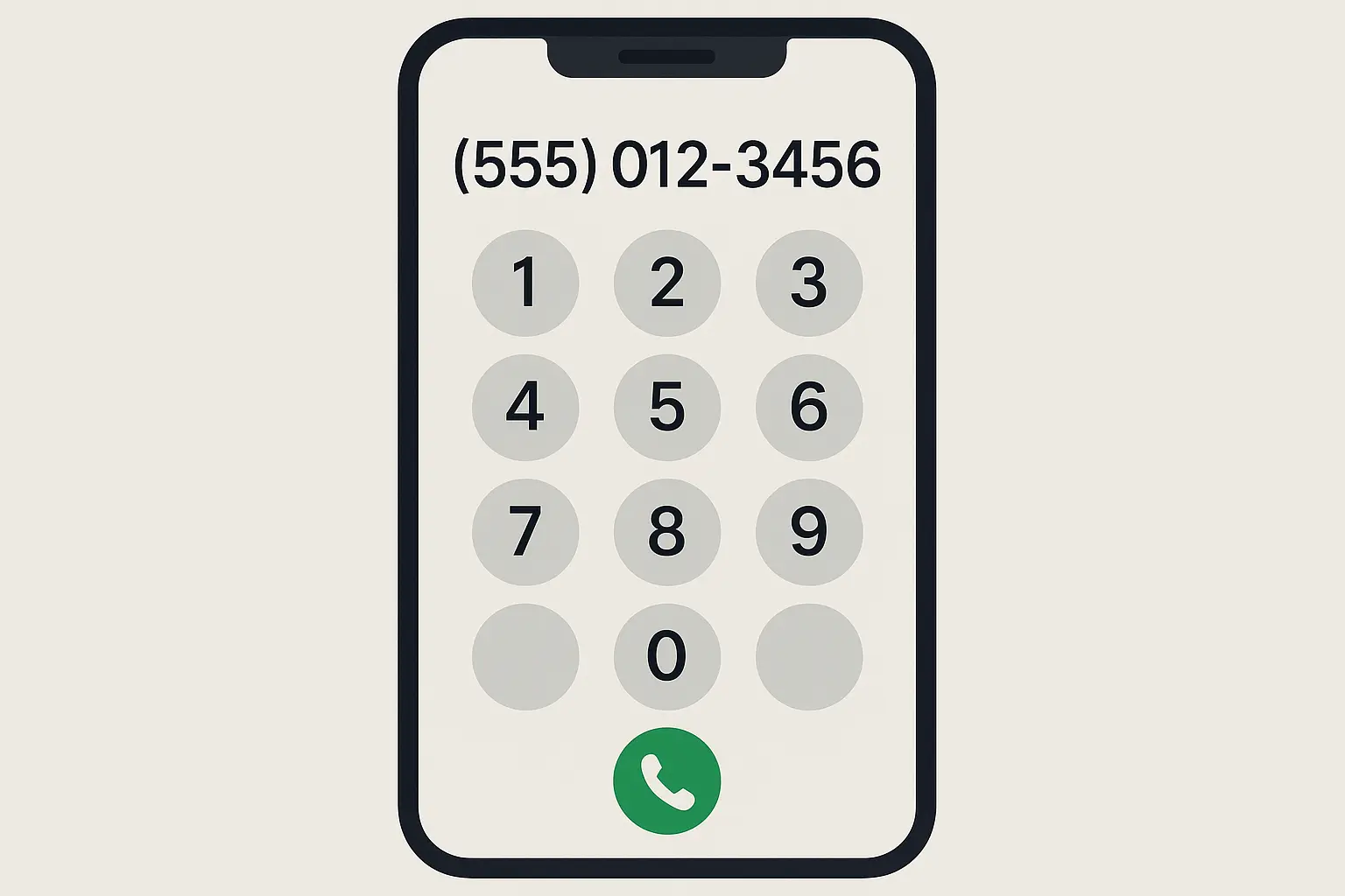 Phone dialing 10-digit number format example