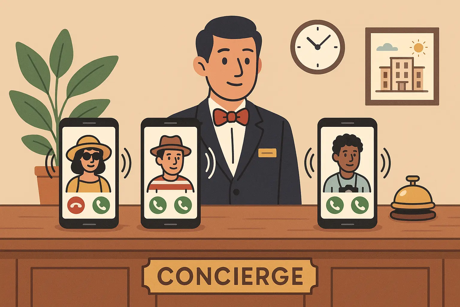 Vegas hotel concierge desk with phone system
