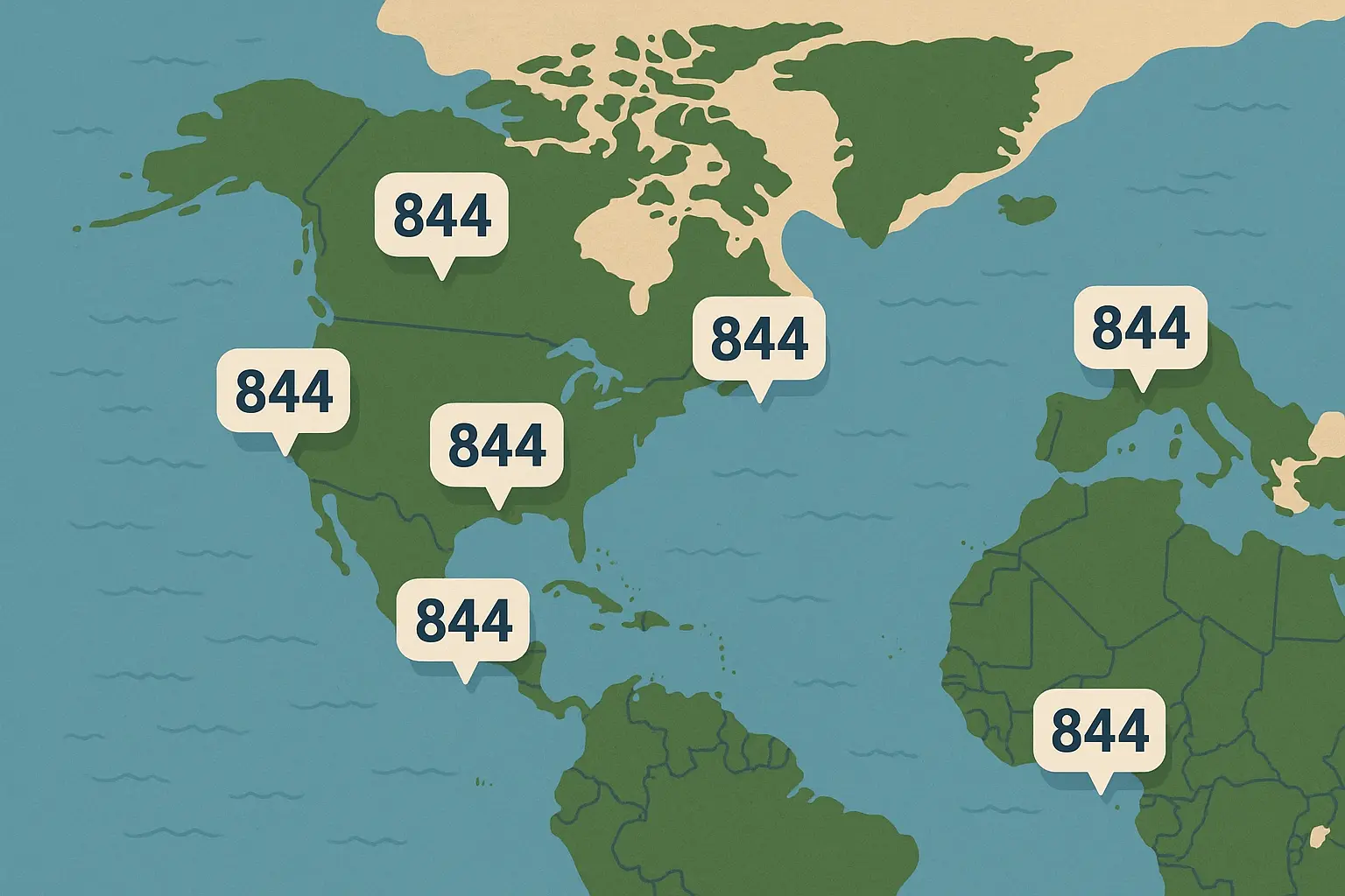 844 area code geographic flexibility map