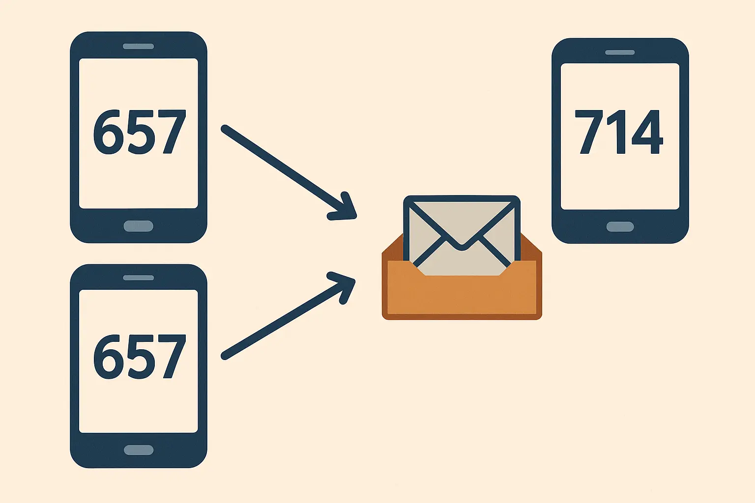 Mobile phone showing text message forwarding setup for multiple area codes