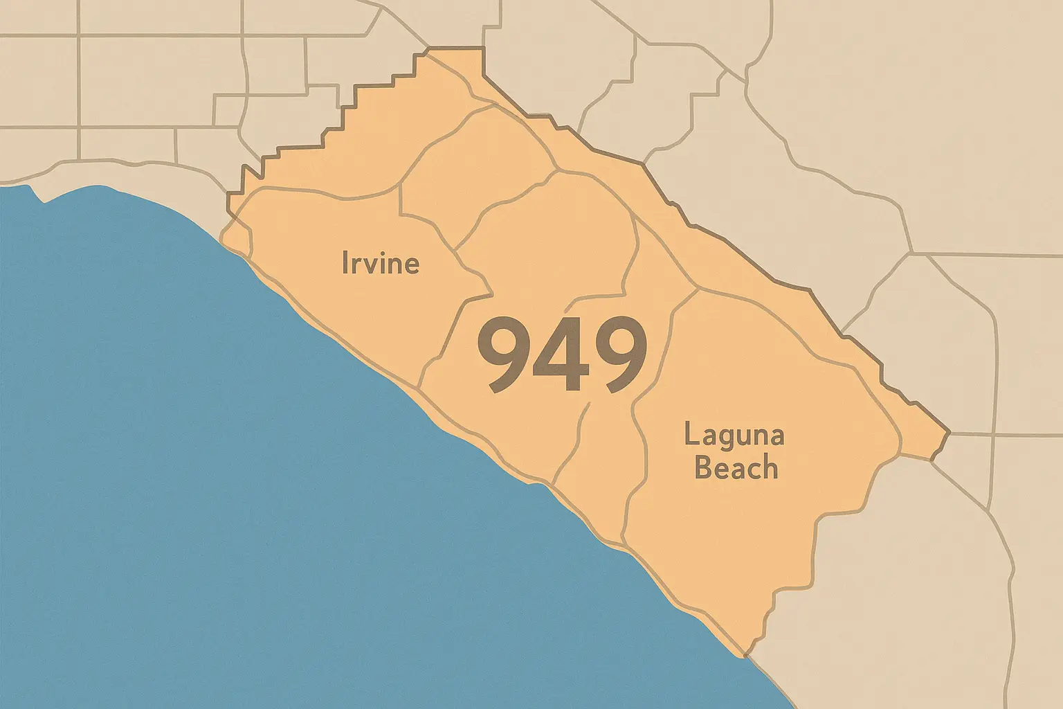 Orange County 949 area code geographic boundaries