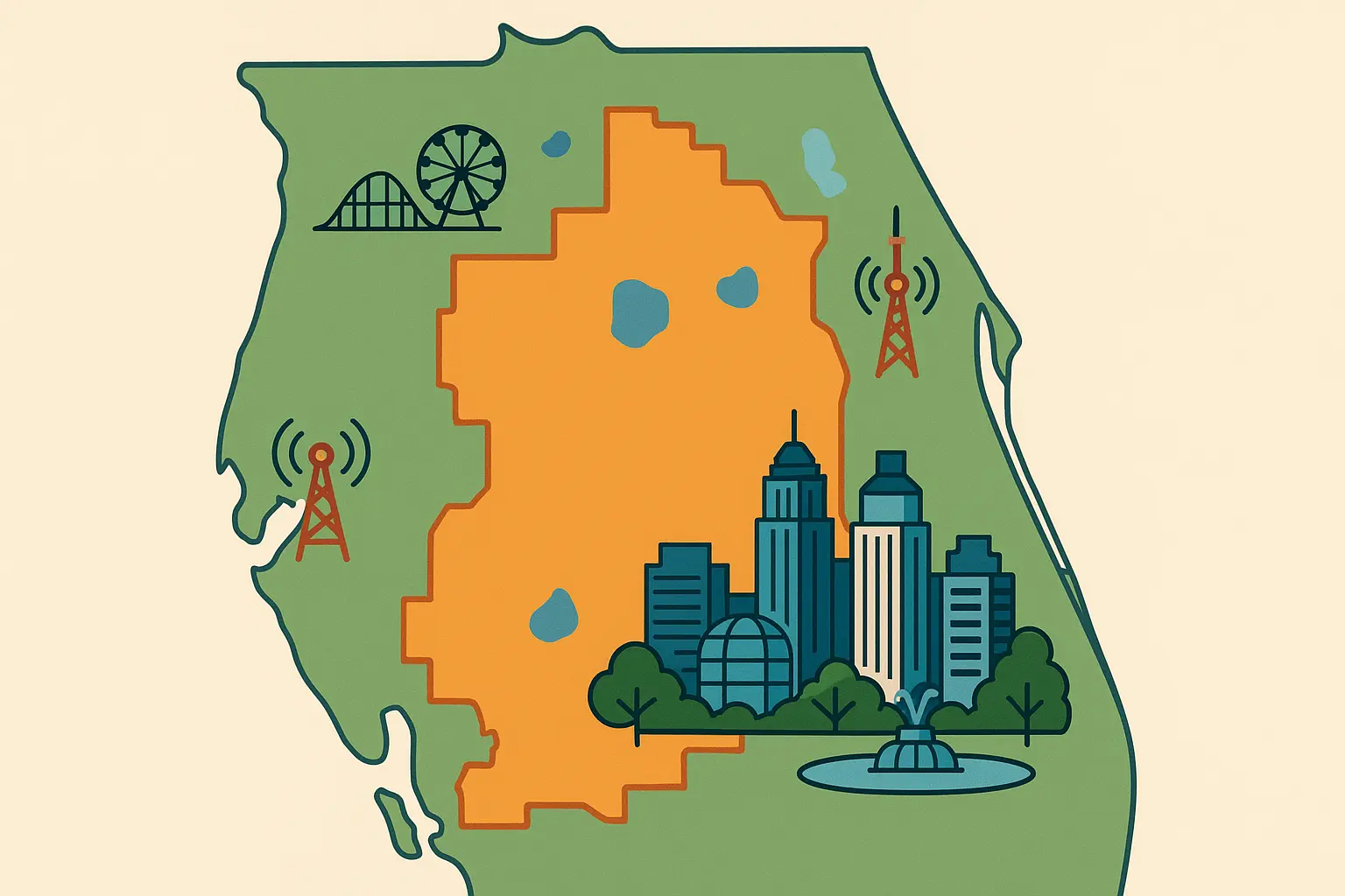 Central Florida 407 area code map